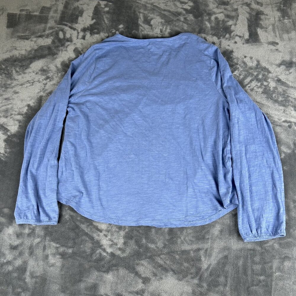 Lucky Brand Top Womens Large Blue Embroidered Boho Long Sleeve Peasant - Picture 5 of 6